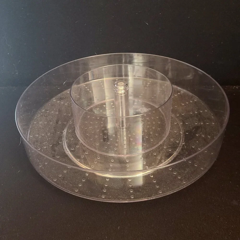 Clear Acrylic Round Spinning Make-Up Vanity Spice Organizer Lazy Susan Bullseye